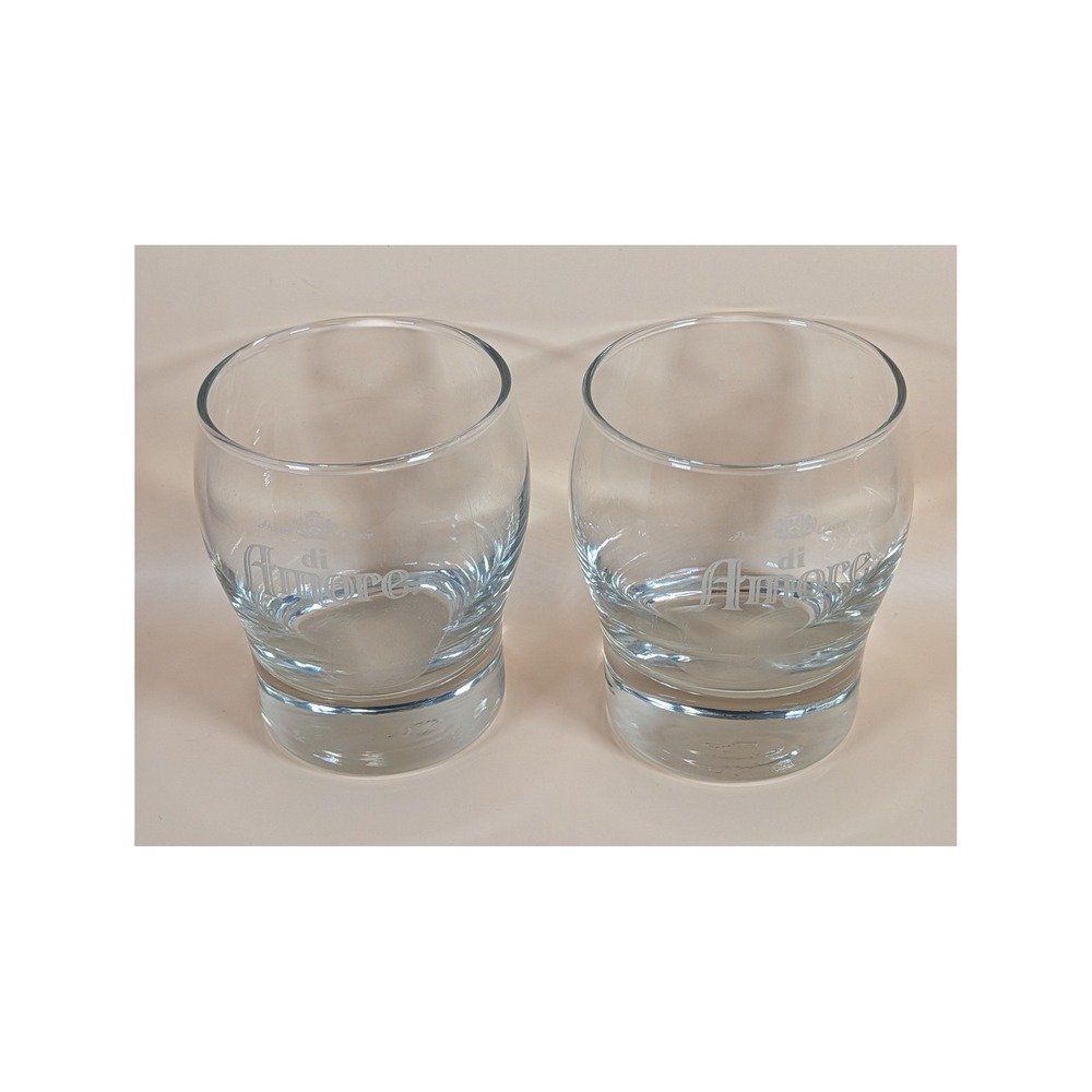 Di Amore Cordial Liqueur Glasses Set of 2 Weighted Bottom Etched Logo Clear
